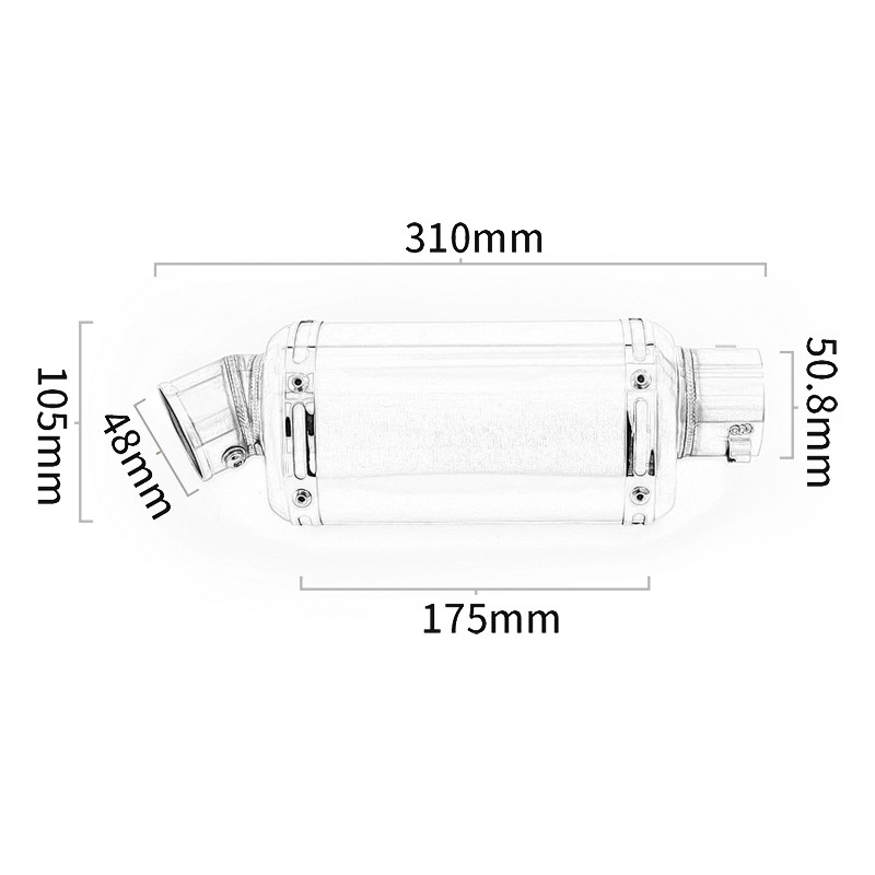 310 370 440mm Universal Motorcycle Exhaust Pipe Slip On 51mm Muffler DB Killer