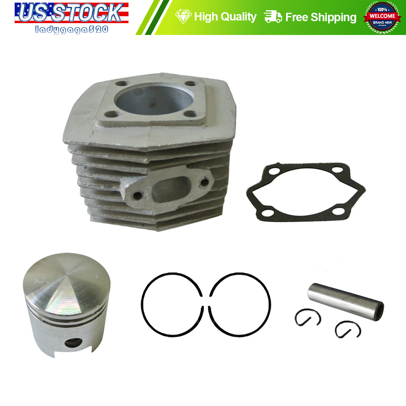 47mm Cylinder Head Low Hole Piston For 66cc 80cc 2 Stroke Motorized Bicycle Bike