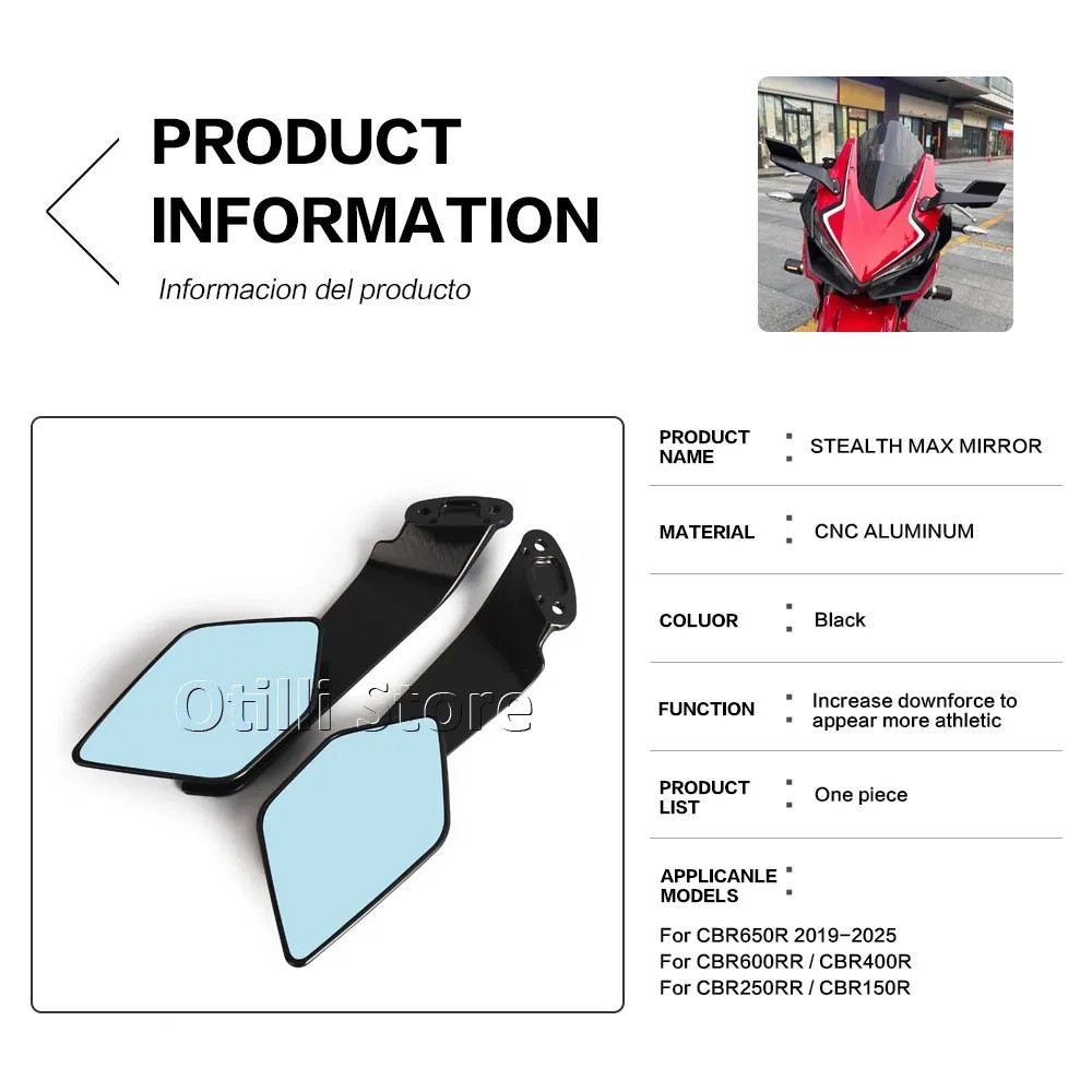 for Honda CBR650R 2019-2025 Gen 2 Winglet Mirrors Motorcycle Accessories