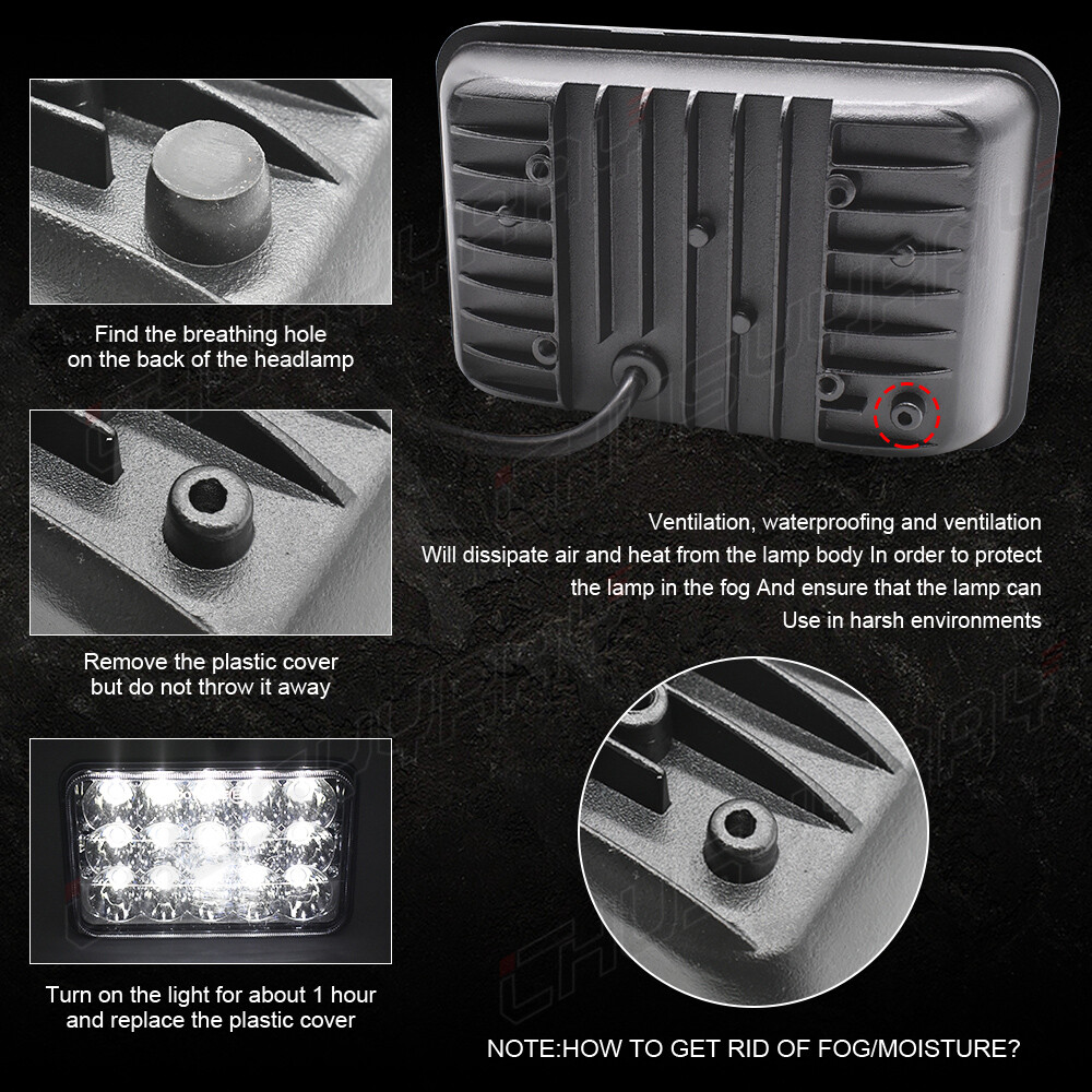 Motorcycle Rectangular 4X6inch LED Headlight Projector High Low Beam Sealed