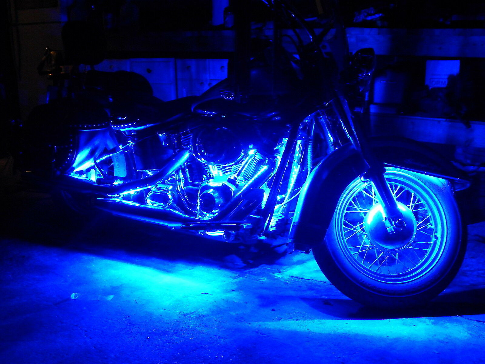 4PC Motorcycle Waterproof RGB LED Strip Light Under Glow Neon Kit Music Control
