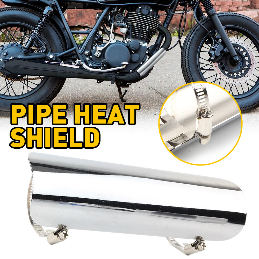Universal Chrome Exhaust Muffler Pipe Heat Shield Cover Heel Guard Motorcycle