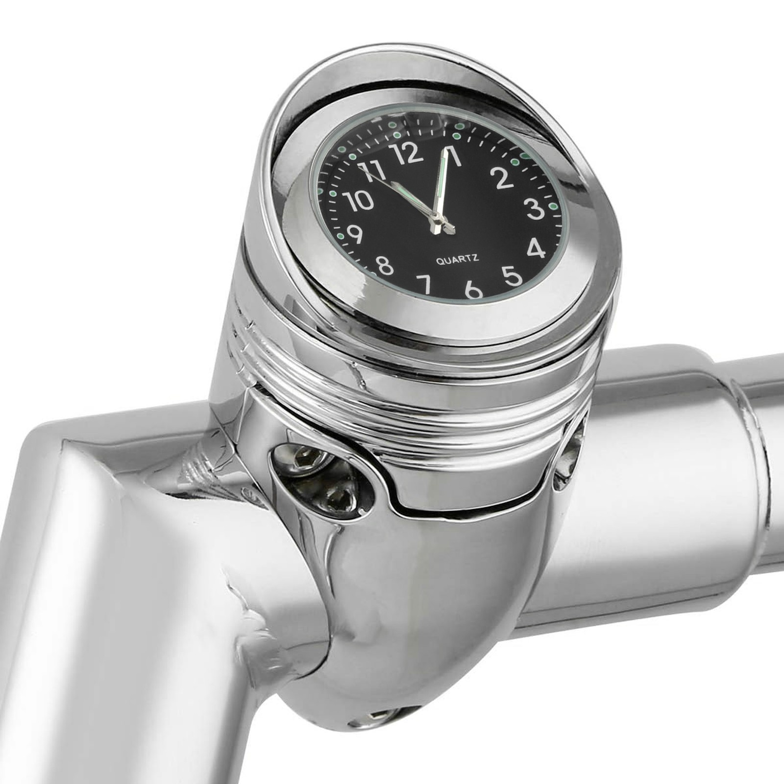 Handlebar Clock Chrome 1.25″ Mount Fit For Universal Motorcycle