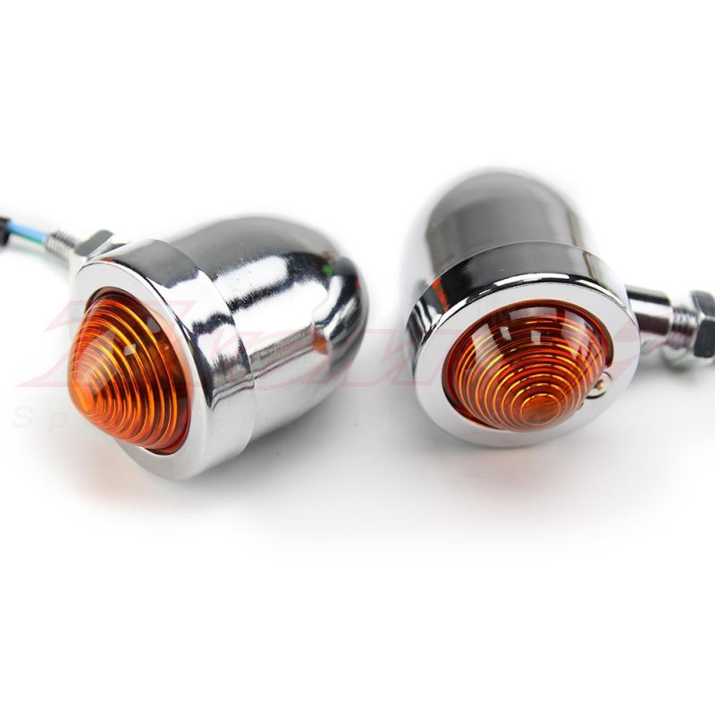 4x Universal Motorcycle Chrome Bullet Blinker Turn Signal Indicator Amber Lights