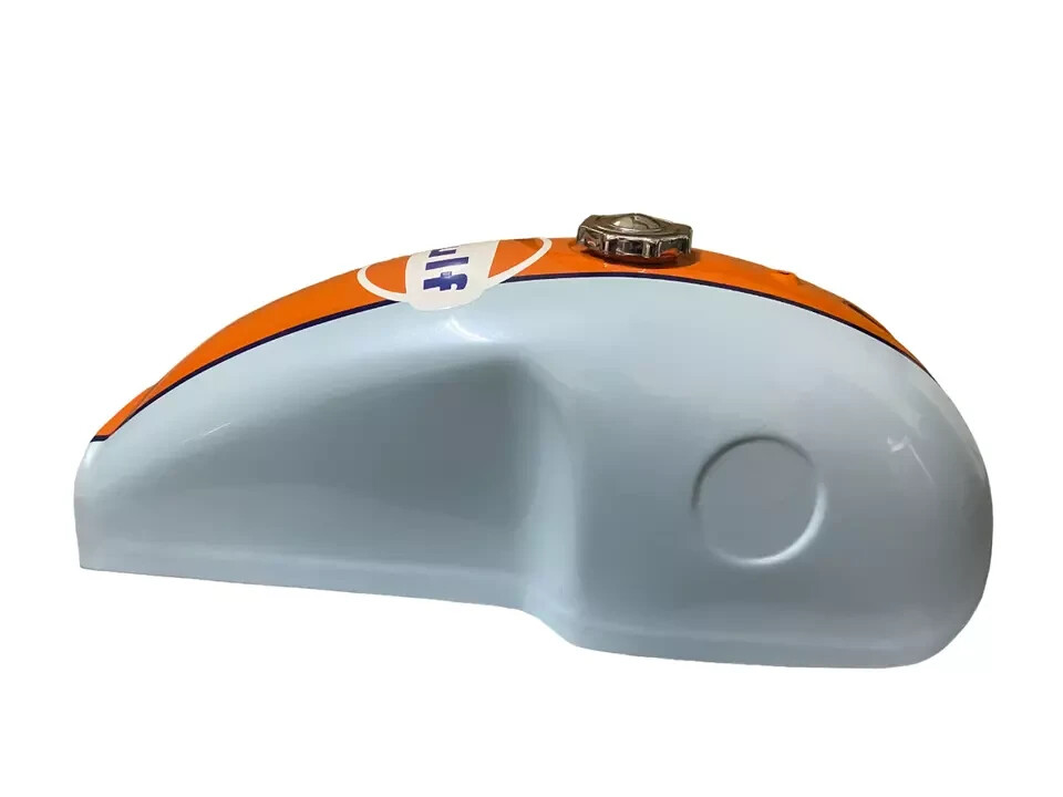 Benelli Mojave Cafe Racer Light White & Orange Steel Petrol Tank +Seat |Fit For