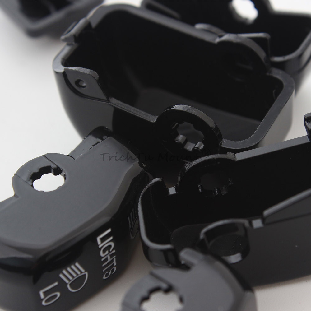 6xBlack Hand Control Switch Cap Button Kit Fit For Harley Softail Sportster Dyna