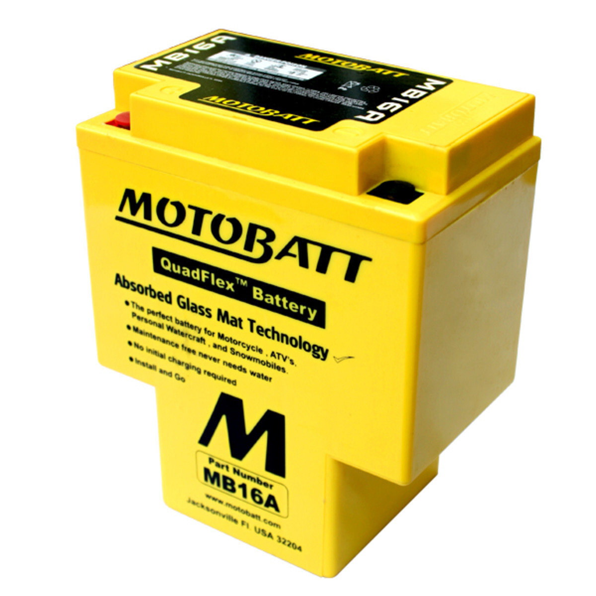 MotoBatt MB16A 19Ah 200 CCA AGM Powersports Battery replaces HYB16A-A HYB16A-AB
