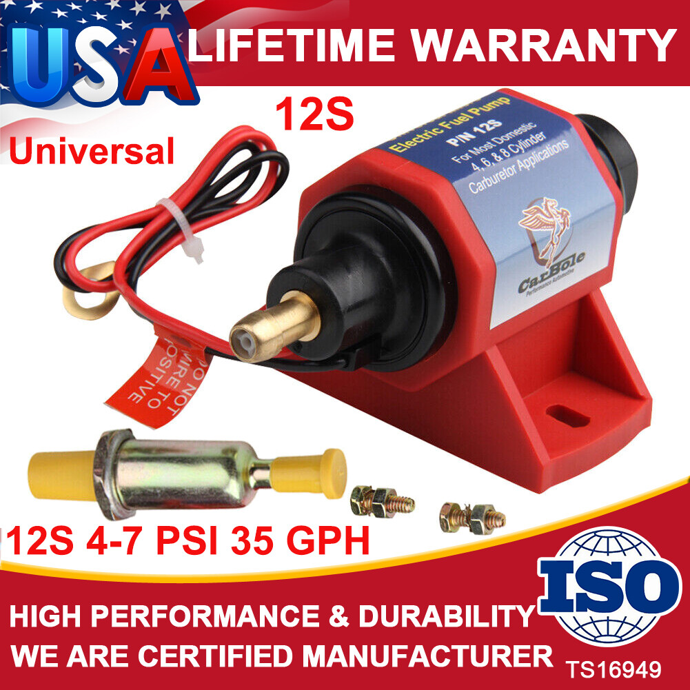 Universal 12S 4-7 PSI Fuel Pump 35 GPH For Most 4,6 & 8 Cylinder Carburetor USA