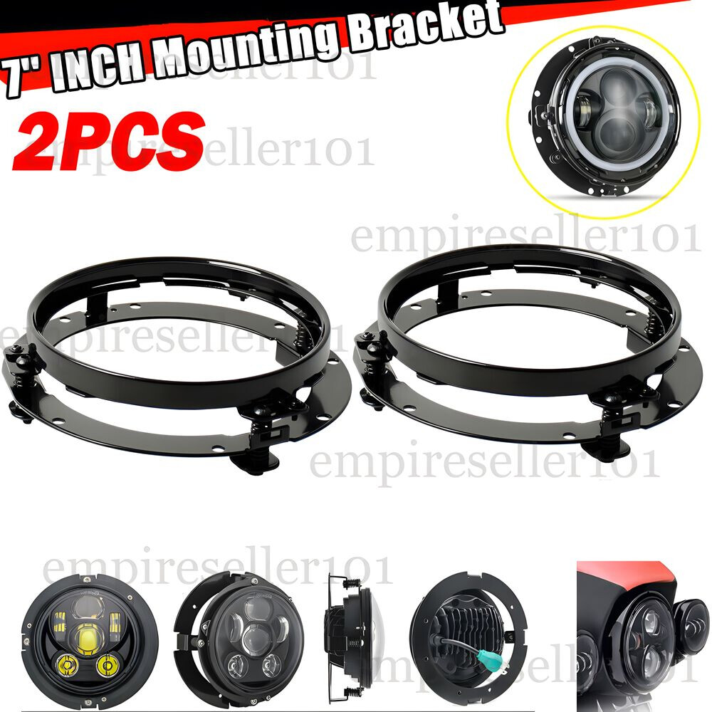 Pair 7inch LED Headlight Mounting Bracket Round Ring for Jeep Wrangler JK Harley