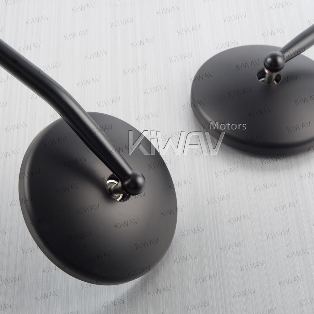 KiWAV Round black mirrors Eclipse + 7/8″ 22mm handlebar bolt-on clip-on silver