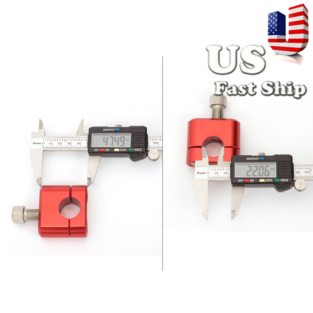 FXCNC CNC Red Handle Fat Bar Mount Clamps Riser for Dirt Bike Motocross 7/8″ USA