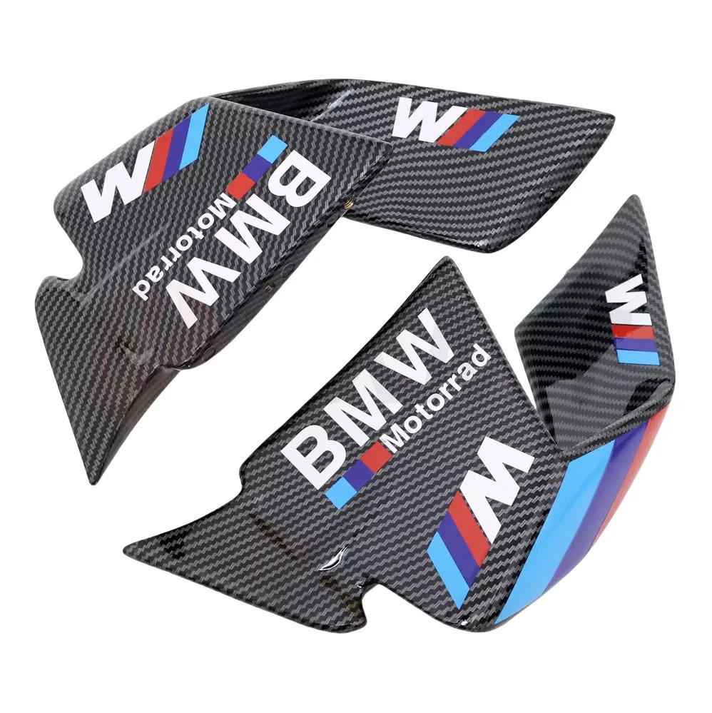 Front Spoiler Fixed Wind Winglets Carbon w/ Sticker For BMW S1000RR M 2019-2022