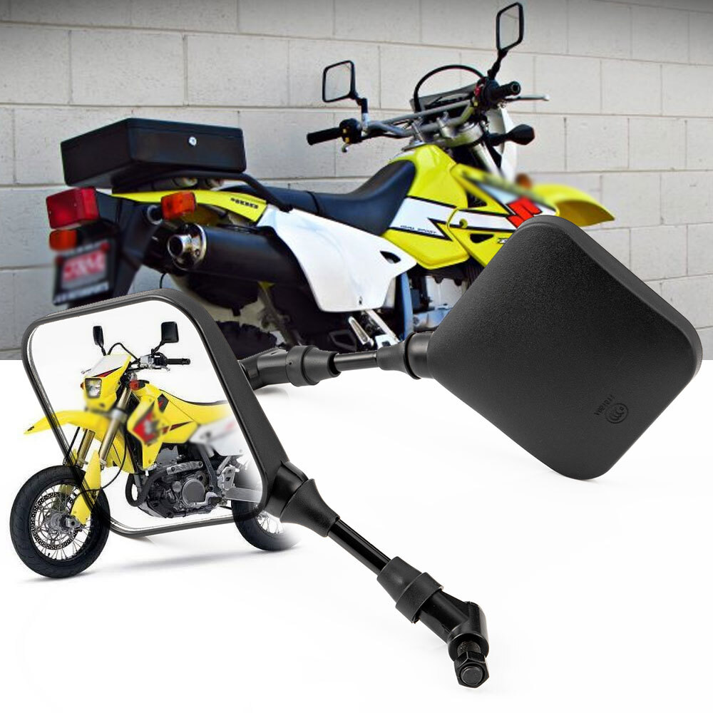 Black Dual Sport Motorcycle Side Mirrors For Suzuki DR650 1992 1993 1994-2020
