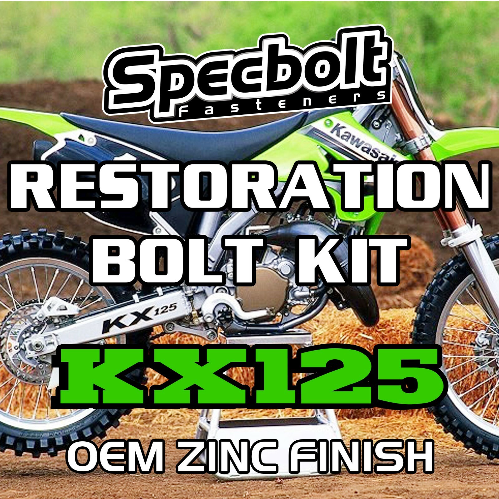 KX125 Restoration Bolt Kit For Kawasaki KX 125 74-08 Specbolt OEM Zinc Finish