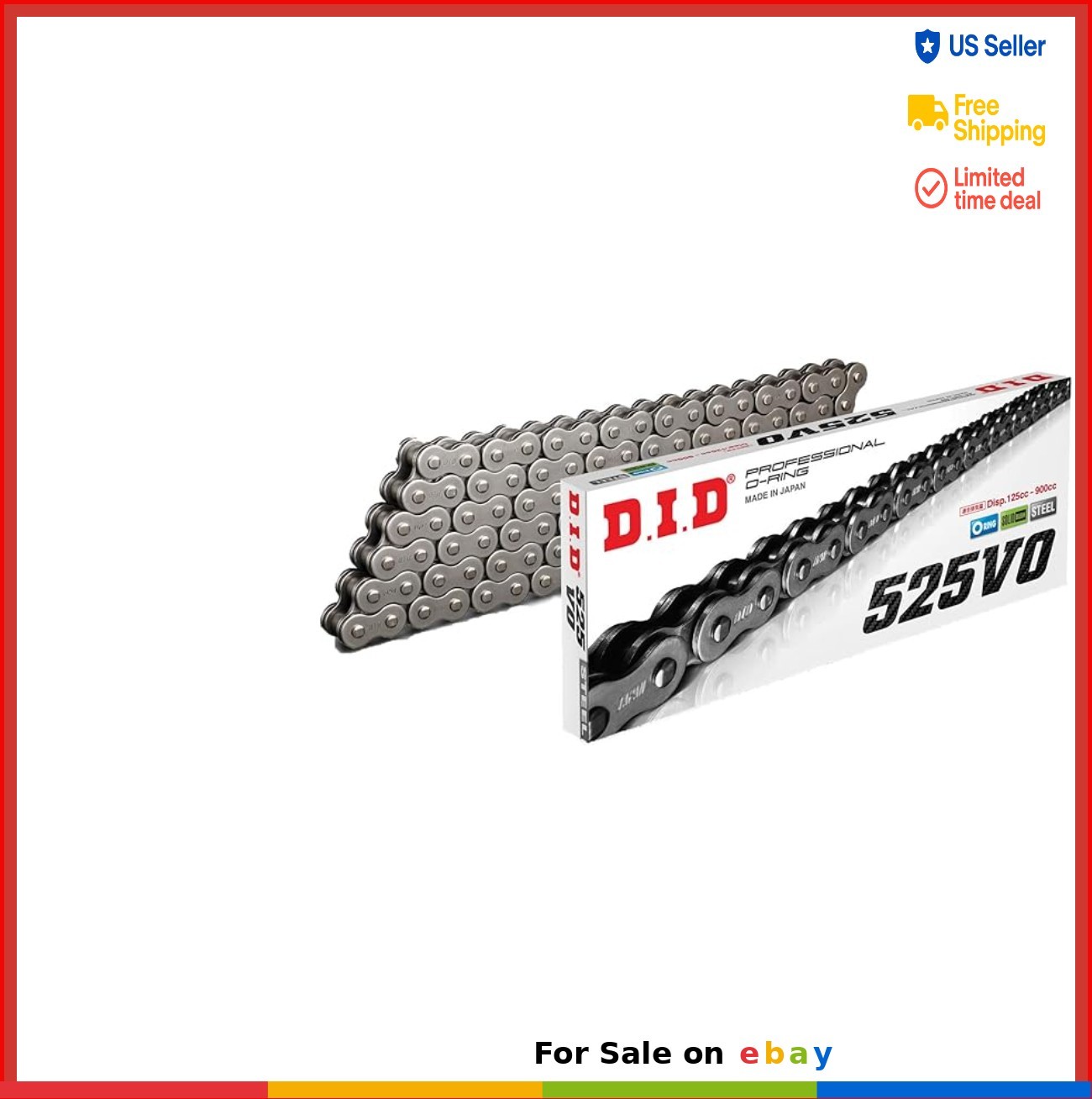 Motorcycle Chain 525 Pitch 114 Links O-Ring Sealed Alloy Steel High Tensile