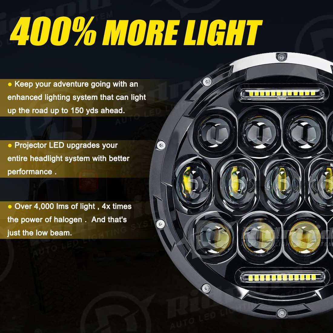 DOT 7″ inch Motorcycle Headlight Lamp Round LED Projector For Harley Cafe Racer