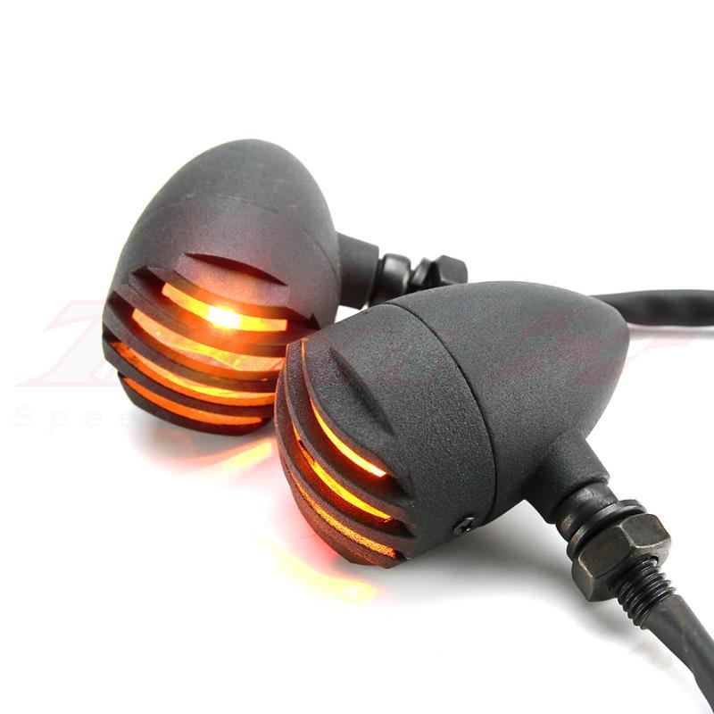 Pair Black Motorcycle Bullet Turn Signal Amber Light Indicator For Harley Honda
