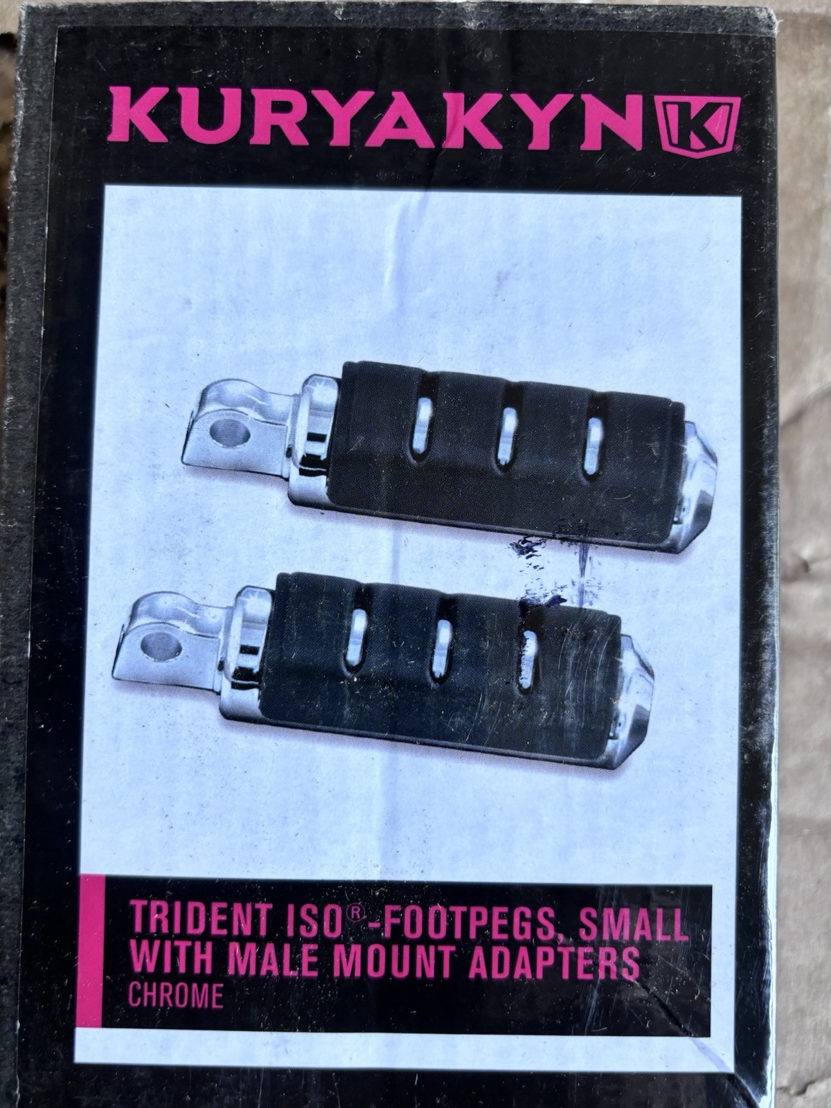 Kuryakyn Trident ISO Footpegs With Adapter Small Male Mount Chrome #7590