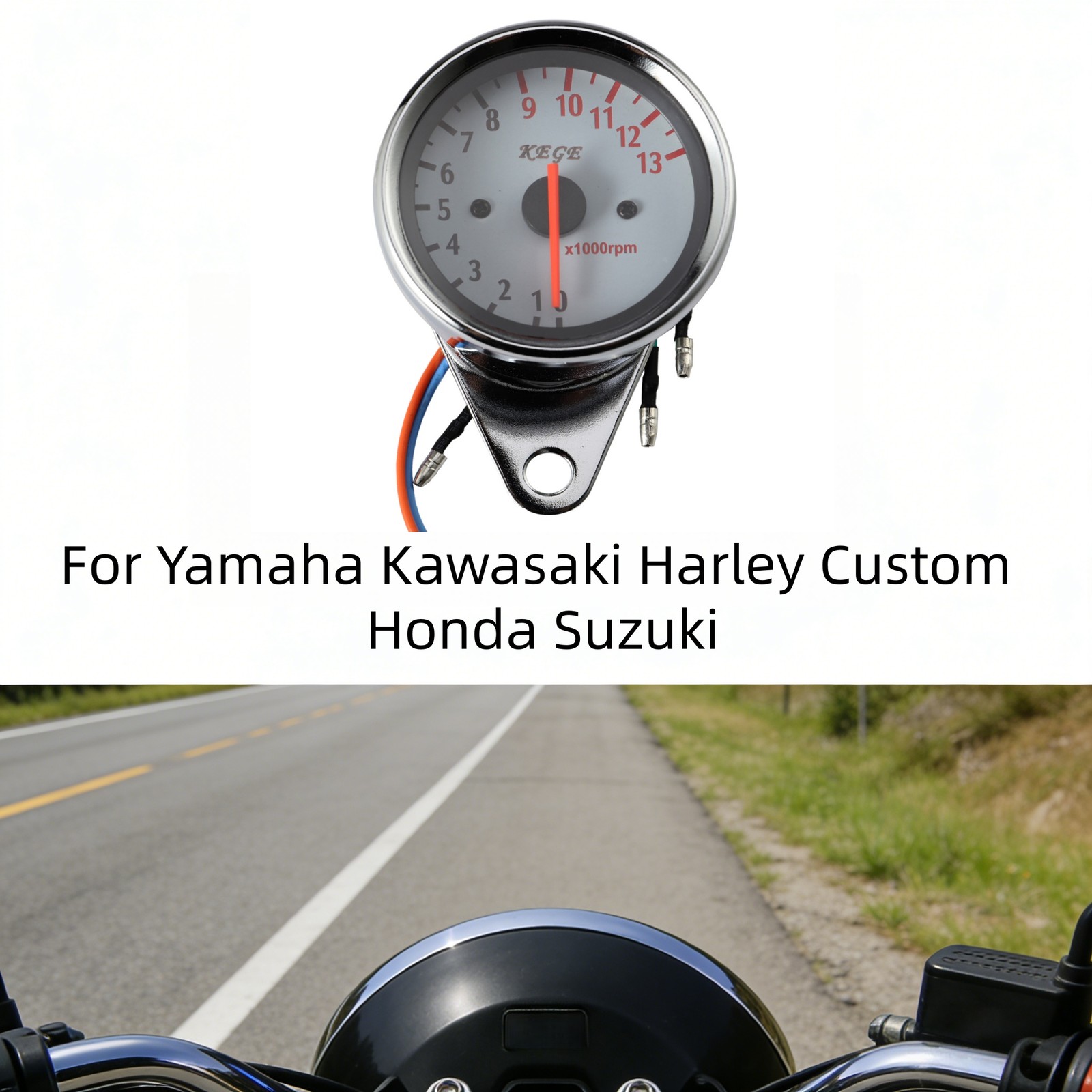 Motorcycle Tachometer with Multi-Color LED Backlight Customization