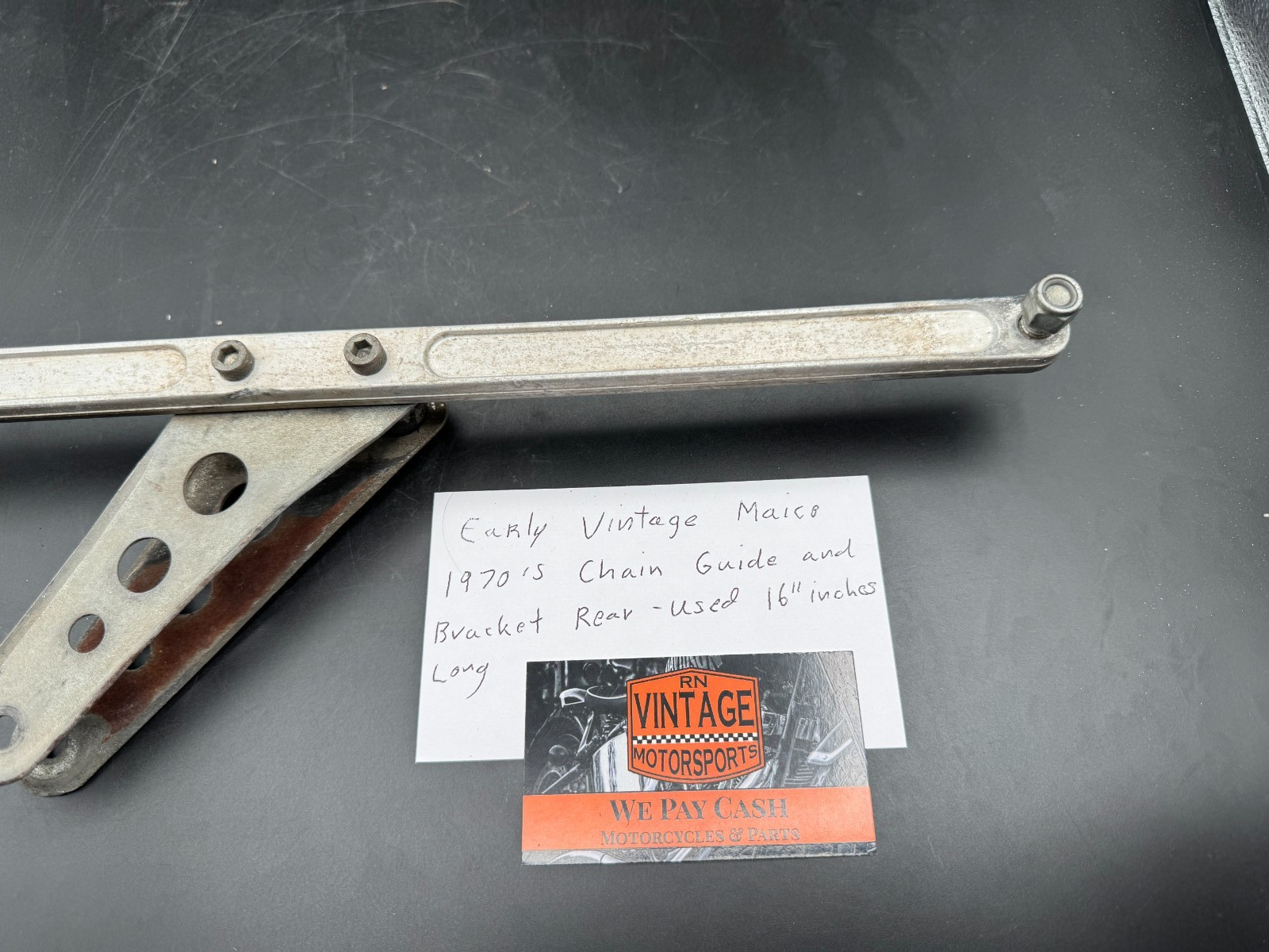 Vintage Maico Early 1070’s Rear Chain Guide and Bracket 16″ inches Long Used