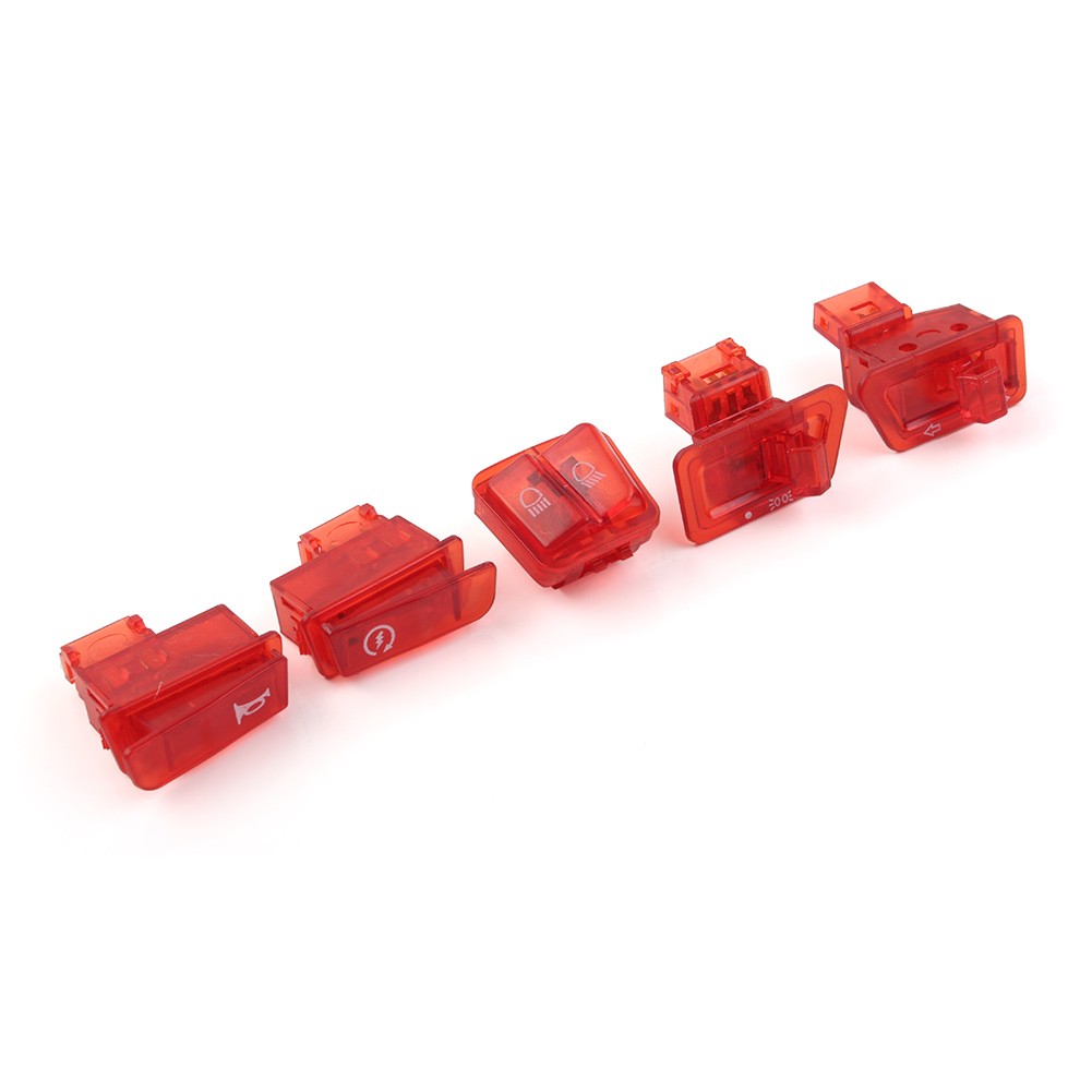 Red Headlight Turn Signal Start Ignition Switch Horn Cap for GY6 50 125cc