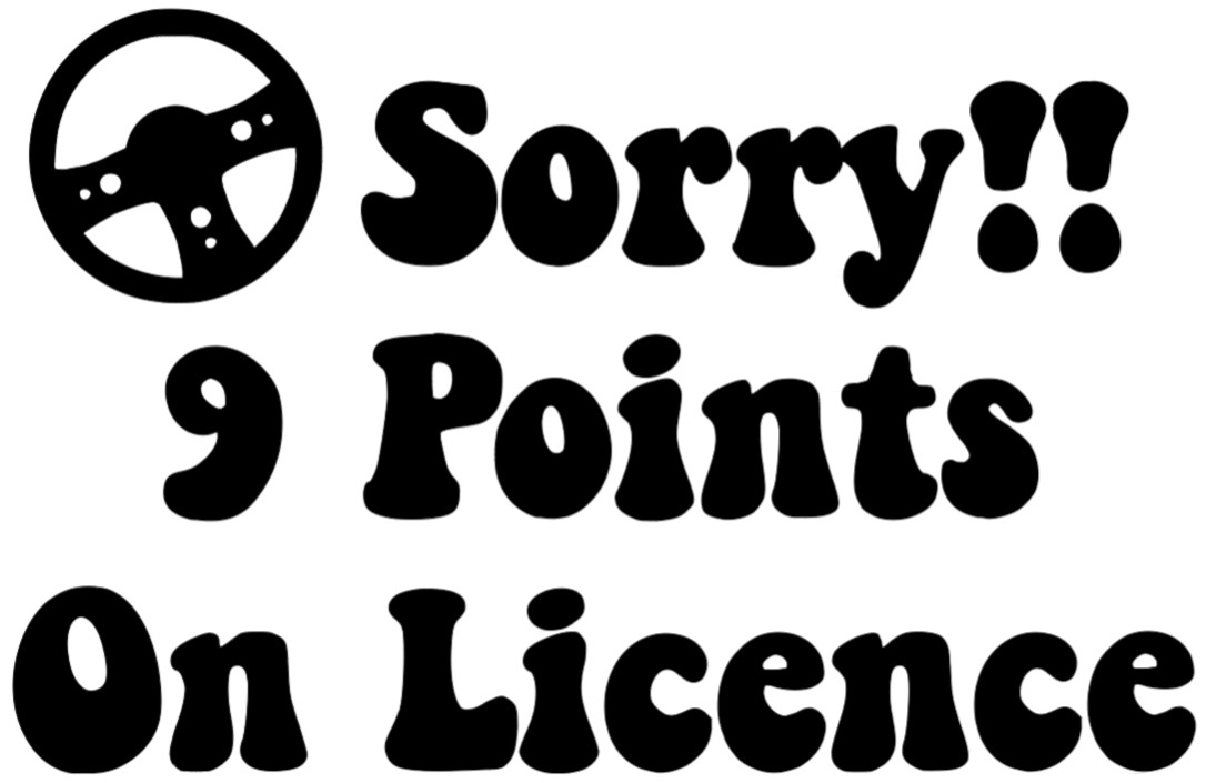 9 Points On License / Licence – Car Bike Scooter Boat Van Camper Sticker