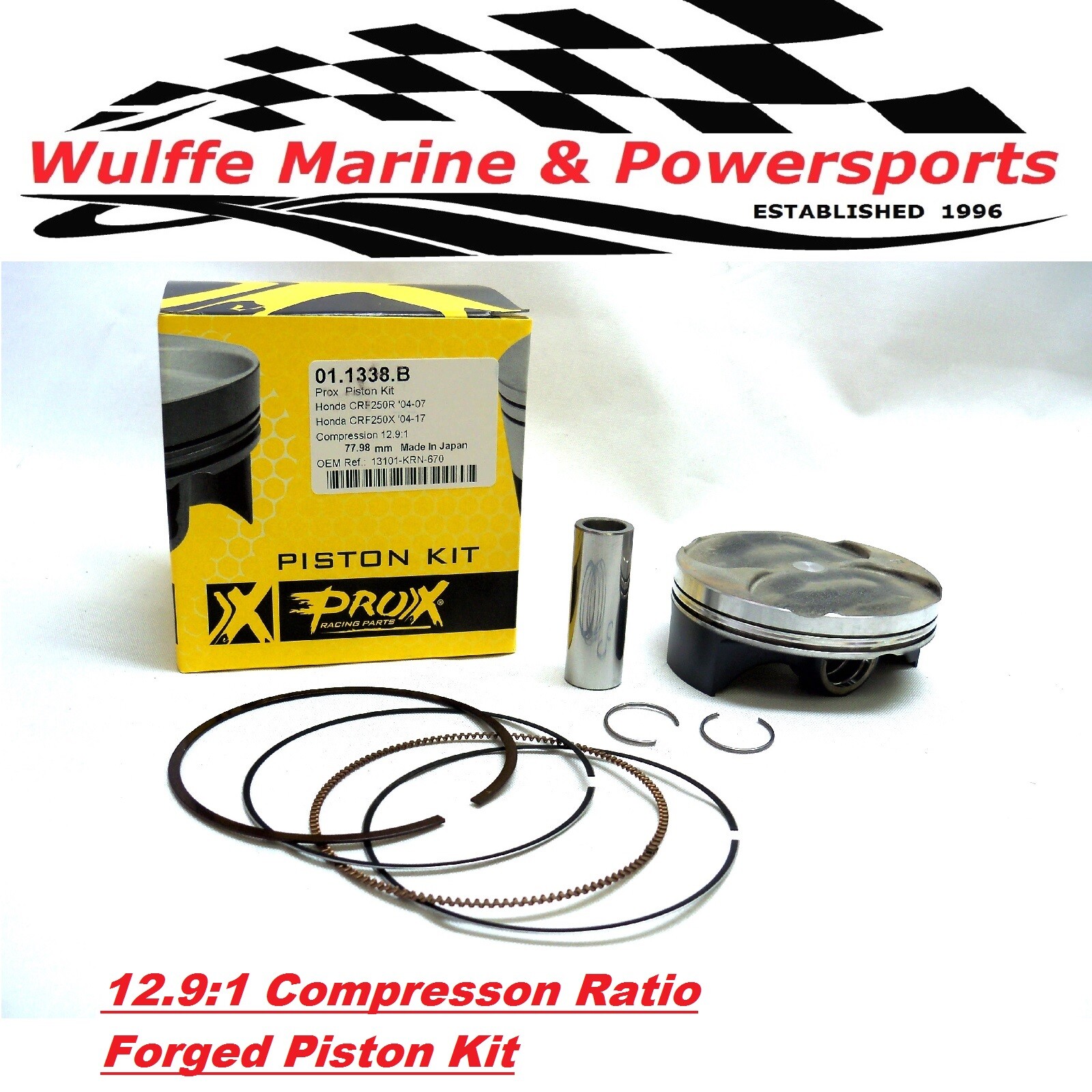 Forged Piston Kit Honda CRF250R 04-07 CRF250X 04-17 12.9:1 77.98mm ProX 01.1338B