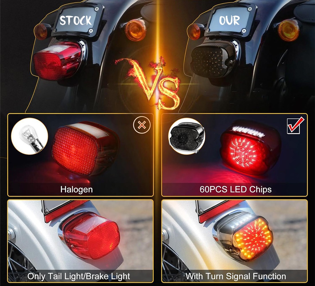 Smoked Led Tail Light Turn & License Plate Lamp For Harley Sportster 1200C & 883