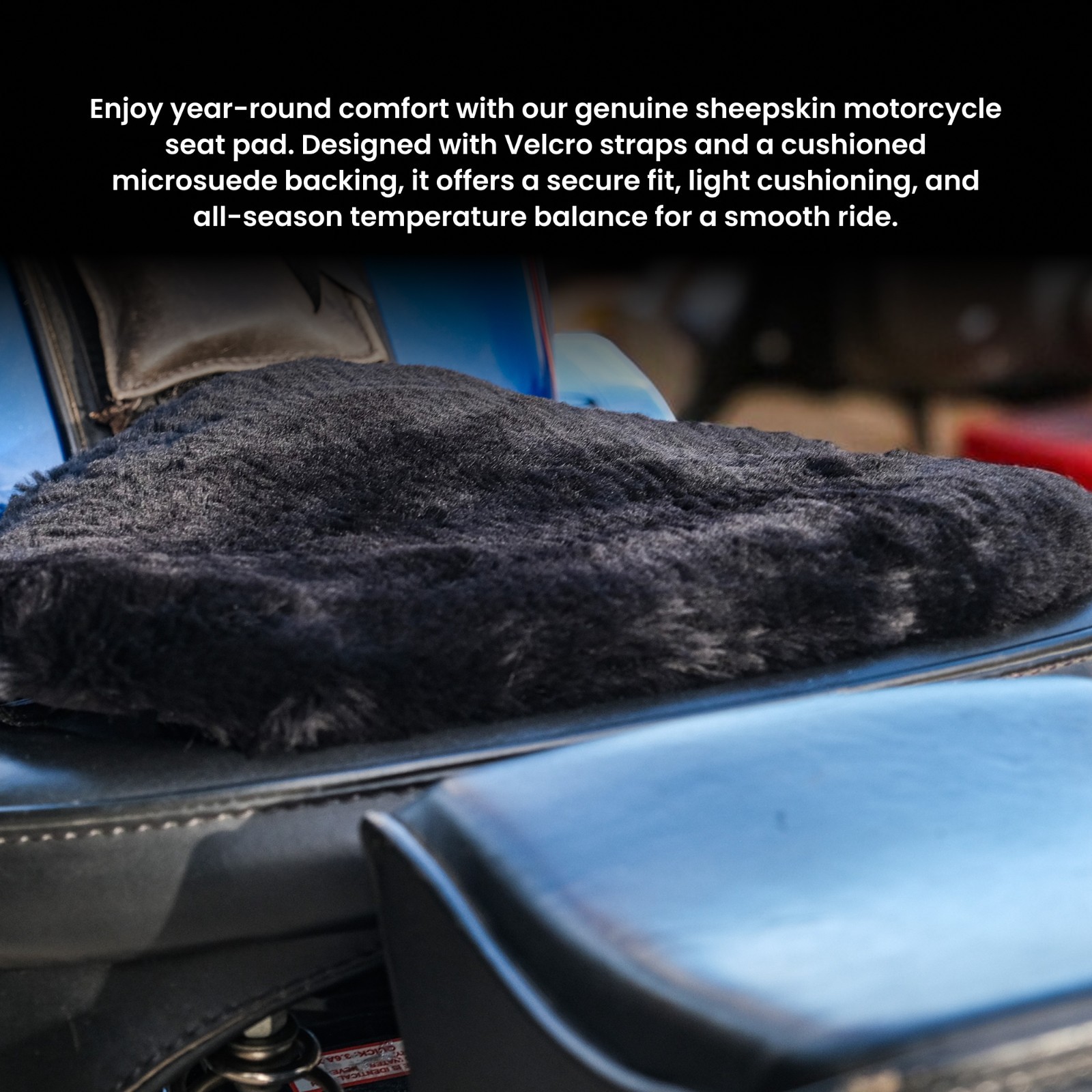 Sheepskin Motorcycle Seat Pad – Genine Silky Soft Sheepskin Seat Cover