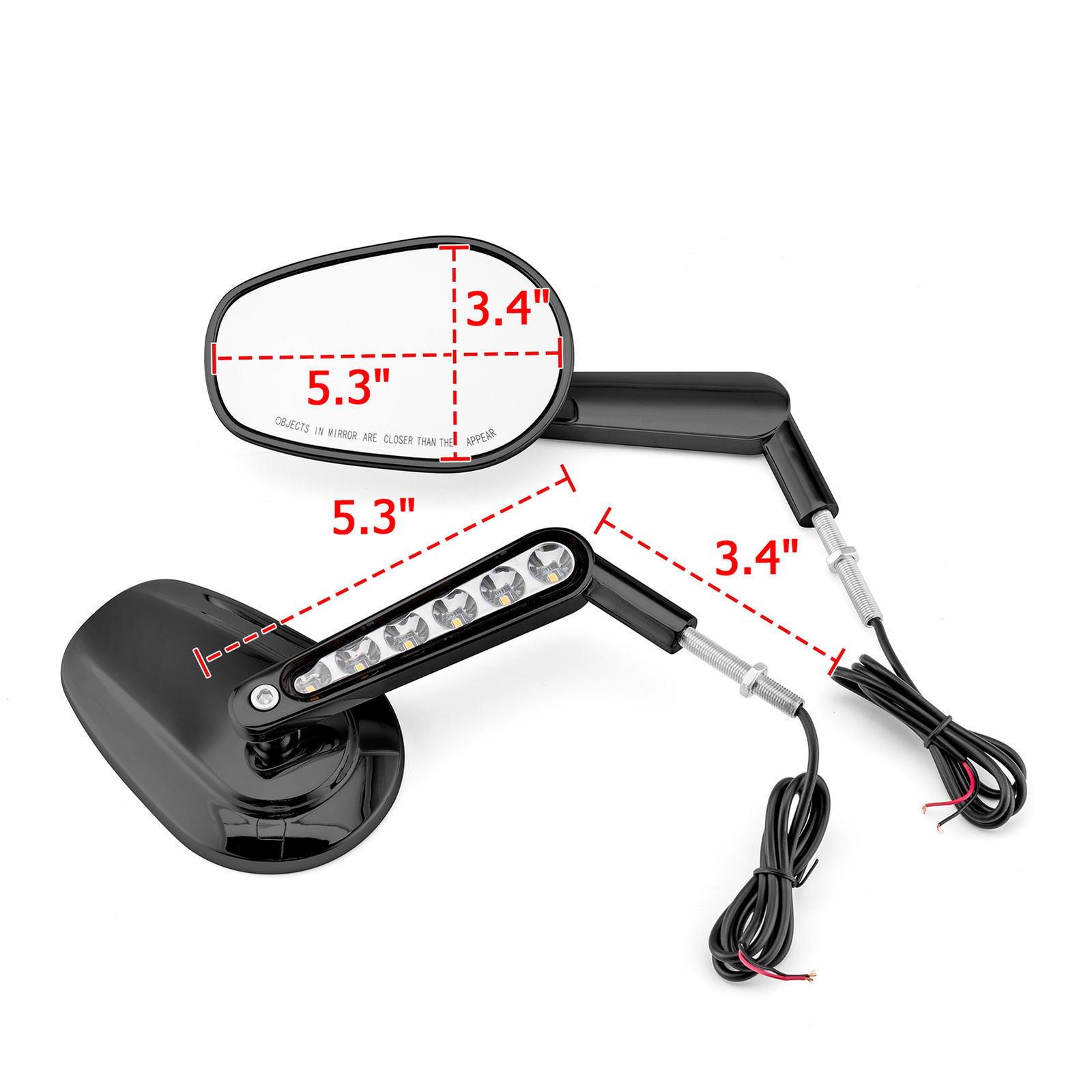 Motorcycle Mirrors w/LED Turn Signal For Harley Touring Street Glide Road Glide