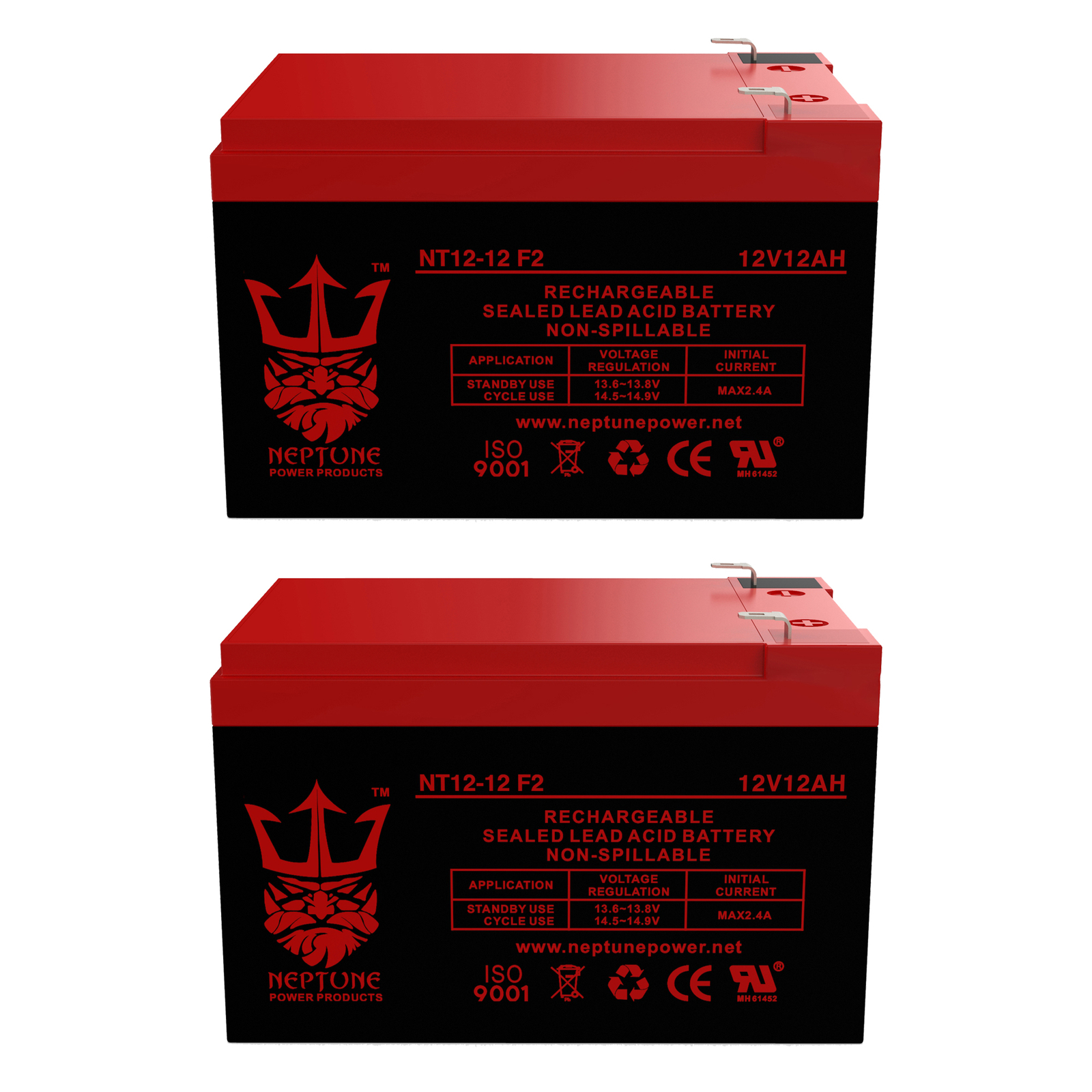 2 Pack – 12V 12AH SLA Battery For Currie Ezip 750 Electric Scooter By Neptune
