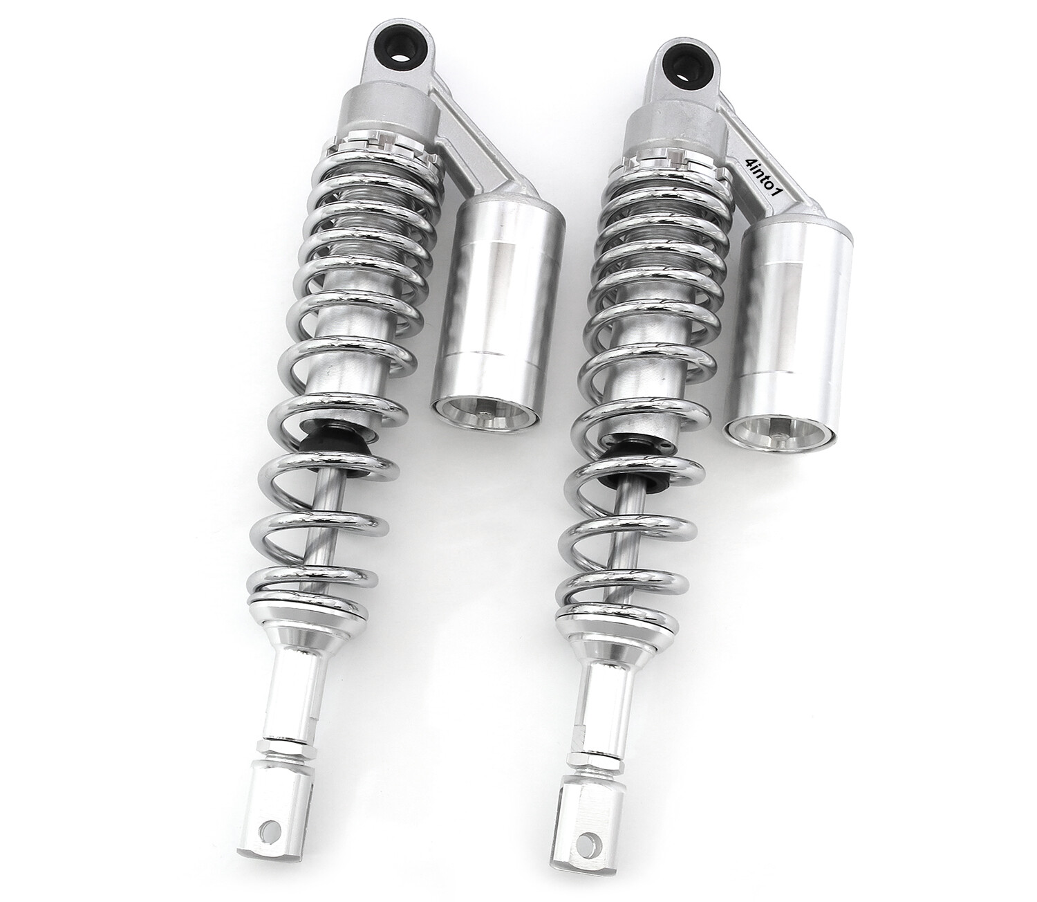 Silver & Chrome Remote Reservoir Shocks – Eye To Clevis – 350-360mm for Honda