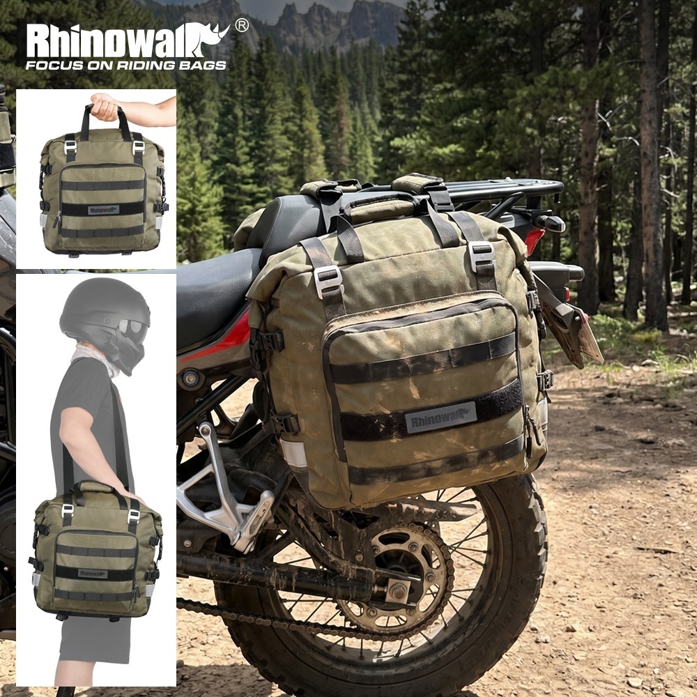 Rhinowalk Motorcycle Pannier Saddle Bag 20L Large Capacity Green Waterproof 1pc