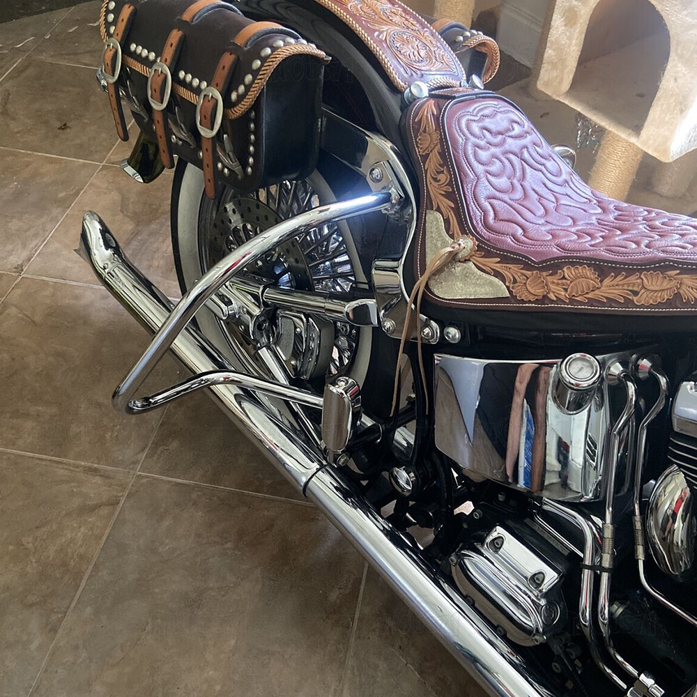For 2005-2017 Harley Softail Deluxe FLSTN Rear Saddlebag Guard Highway Crash Bar
