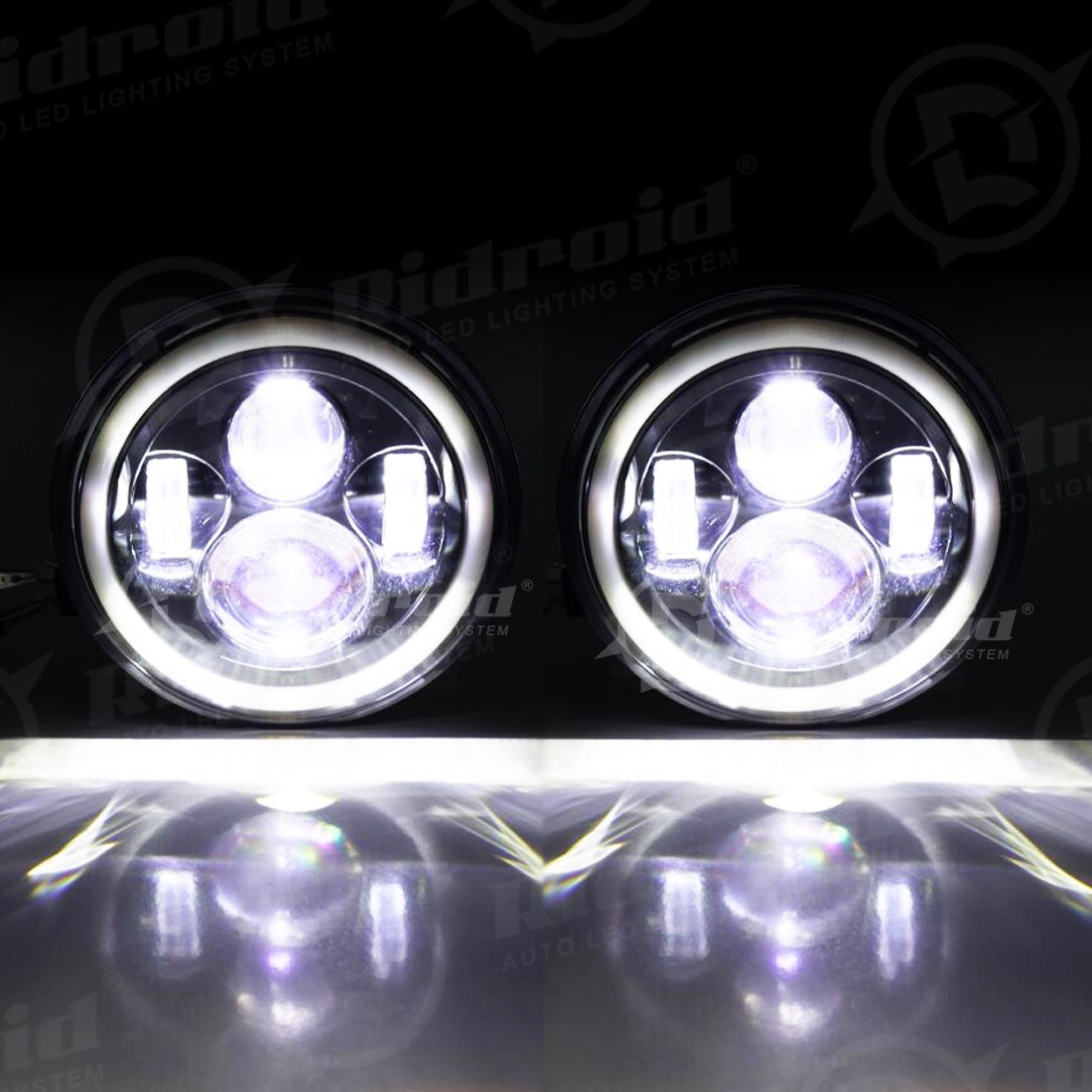 7″Inch 150W LED Halo Headlight Green DRL For Harley Davidson Dyna Switchback FLD