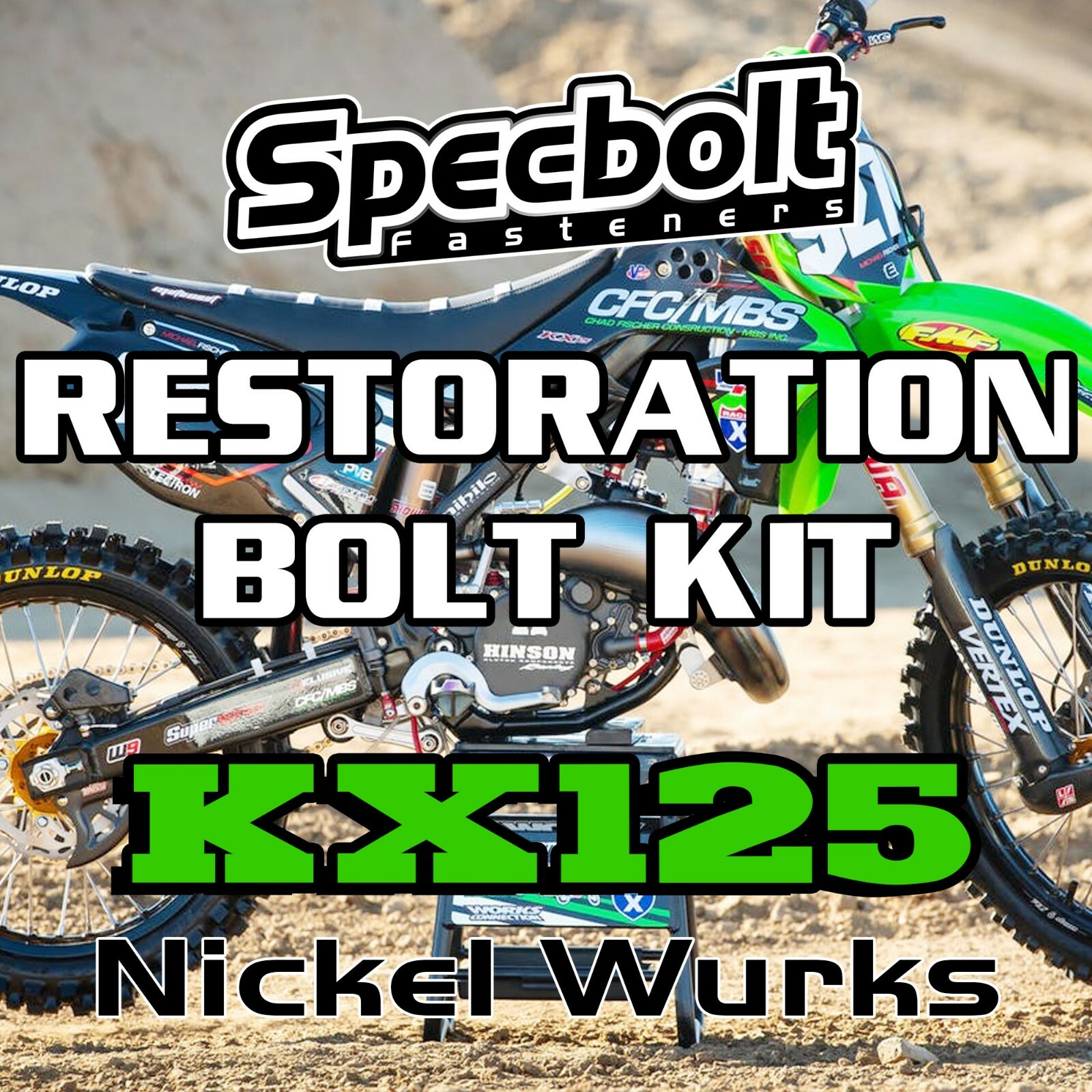 Specbolt Restoration Bolt Kit For Kawasaki KX125 Fasteners Nickel Wurks KX 125