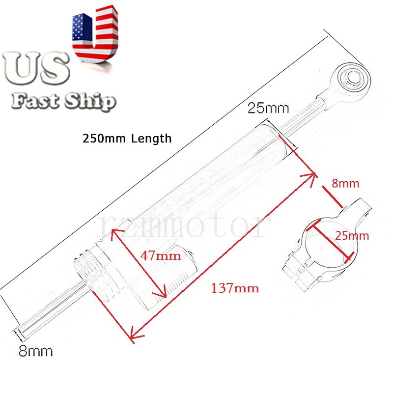 1PCS Motorcycle Carbon Black Steering Damper Stabilizer Linear Control Universal