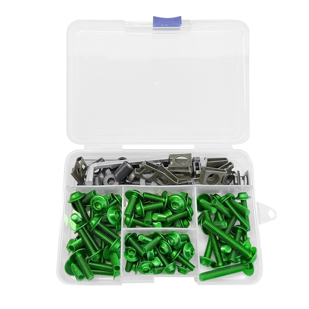 Motorcycle Complete Fairing Bolts Kit Bodywork Screws Nuts Green M5 M6 1-5Set