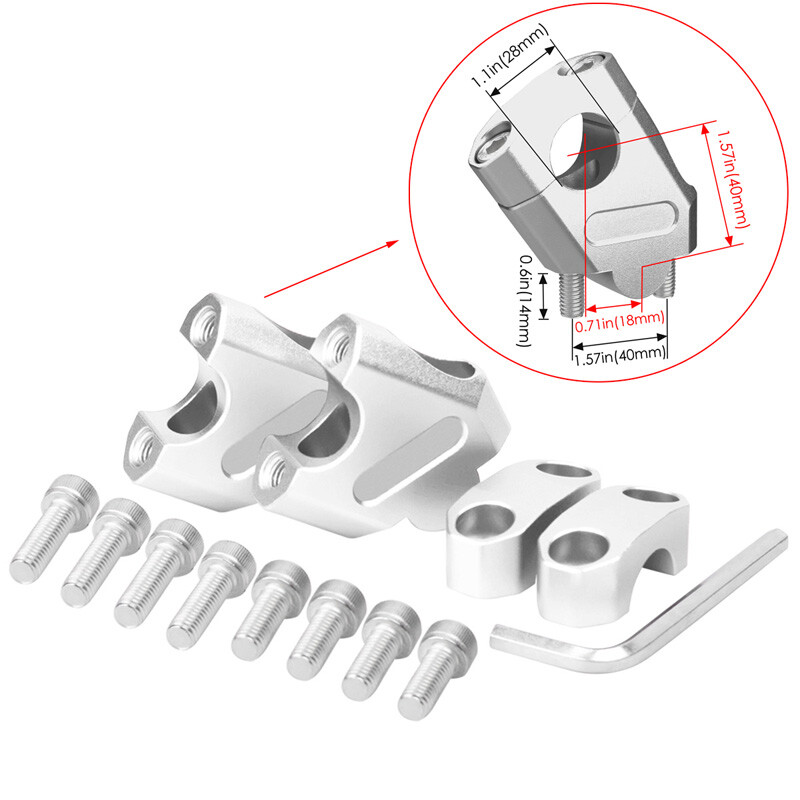 11/8″ 28mm Motorcycle Handlebar Handle Bar Riser Mount Clamp Silvery Universal
