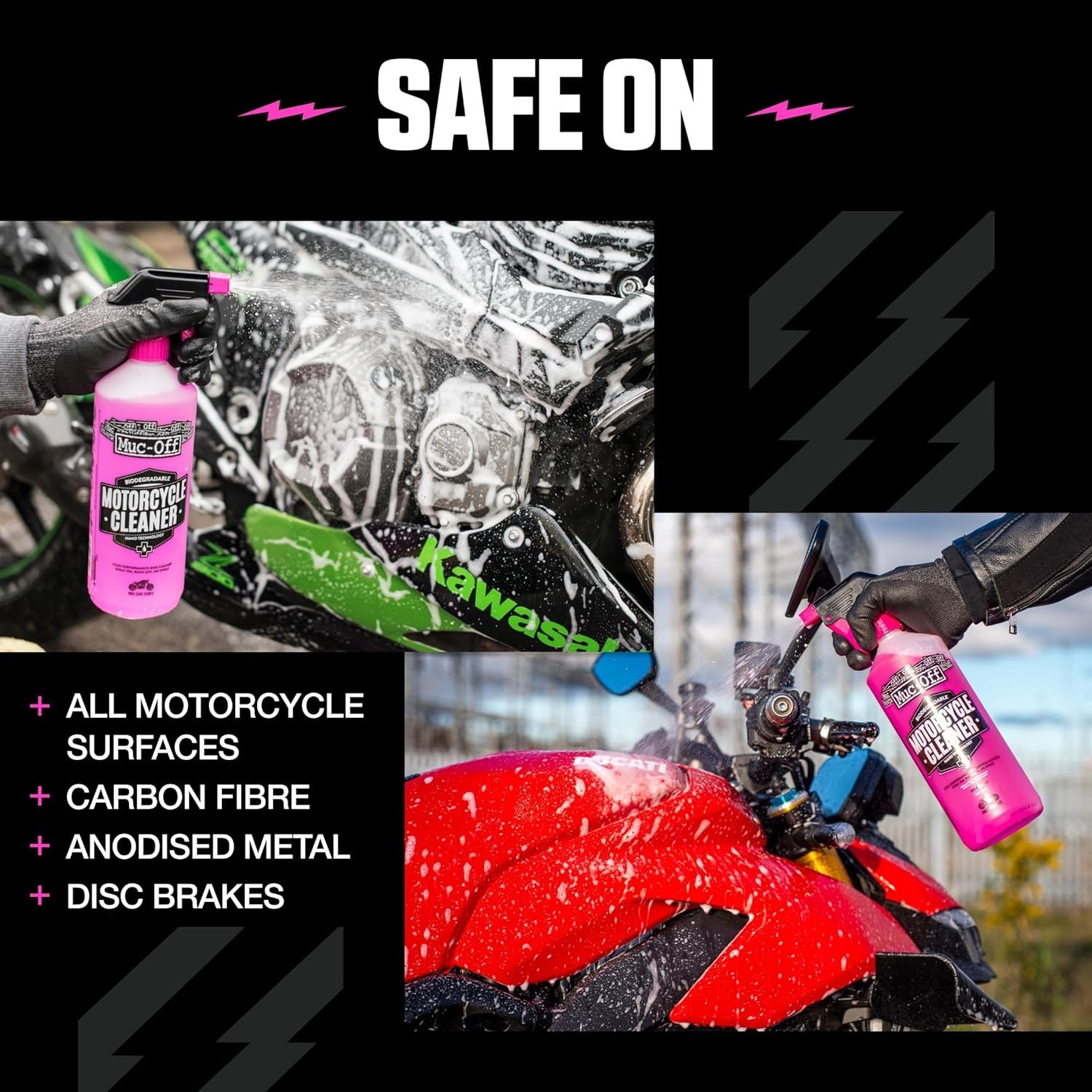 Eco-Friendly Nano-Tech Motorcycle Cleaning Spray 1 Liter with Rose Scent