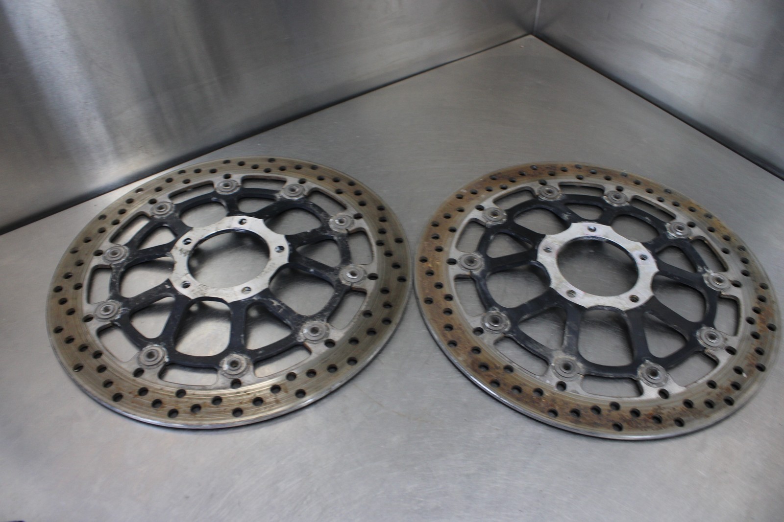 11-13 DUCATI 848 EVO FRONT LEFT RIGHT BRAKE ROTORS DISCS RUST