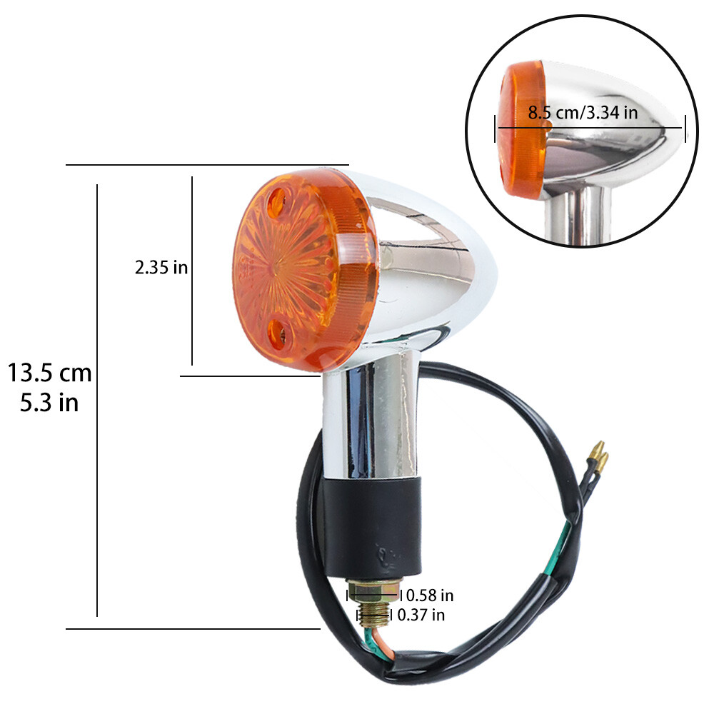 2x Light Motorcycle Amber Chrome Front Rear Turn Signal Blinker Indicator