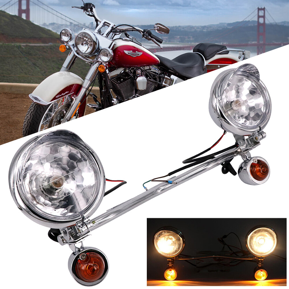 Motorcycle Passing Driving Spot Fog Light Bar Turn Signal w/ Bracket Lamp Custom