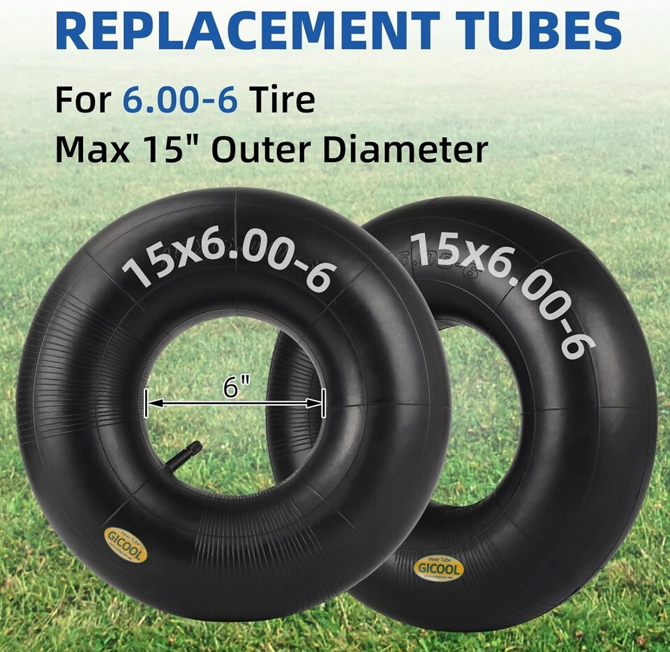2 PACK 15×6.00-6 15×600-6 15×6.00×6 Lawn Mower Tire Inner Tube IT42