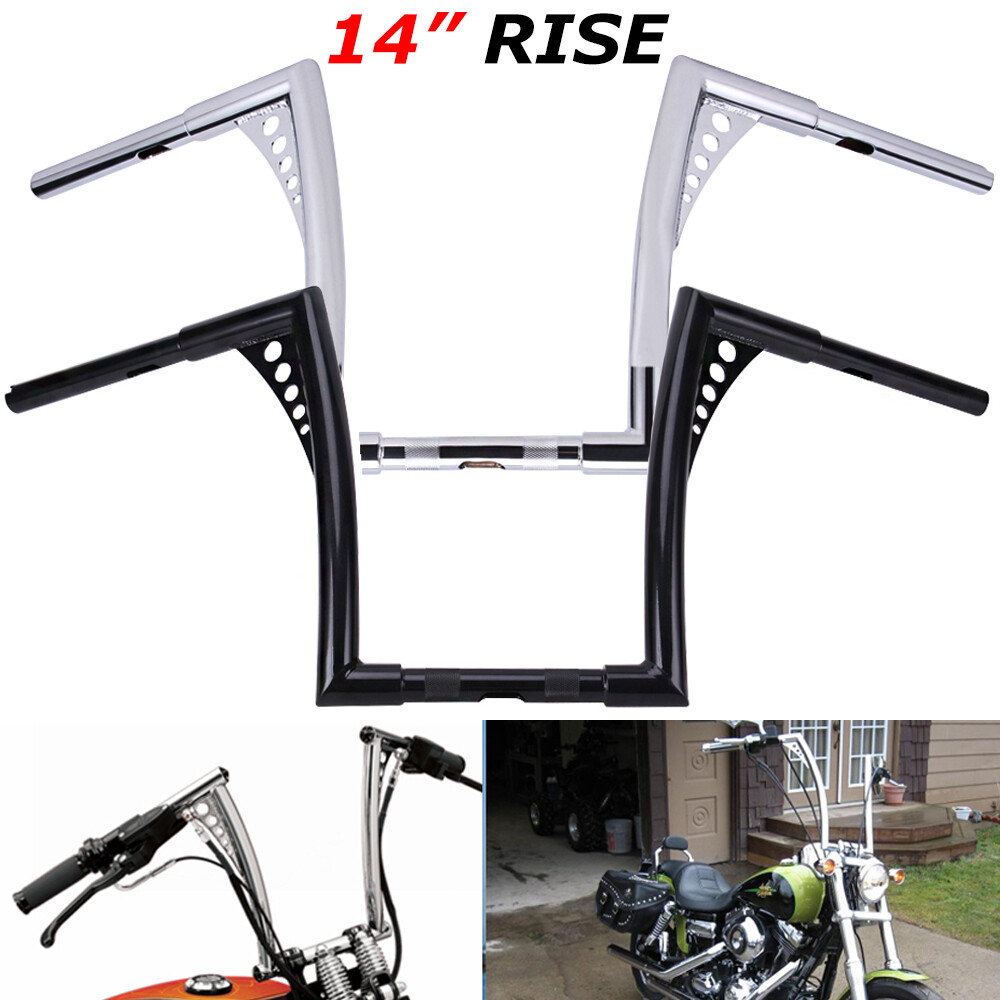 10″ 12″ 14″ 16″ Rise APE Hanger Handlebar Fat For Harley Softail Dyna Sportster