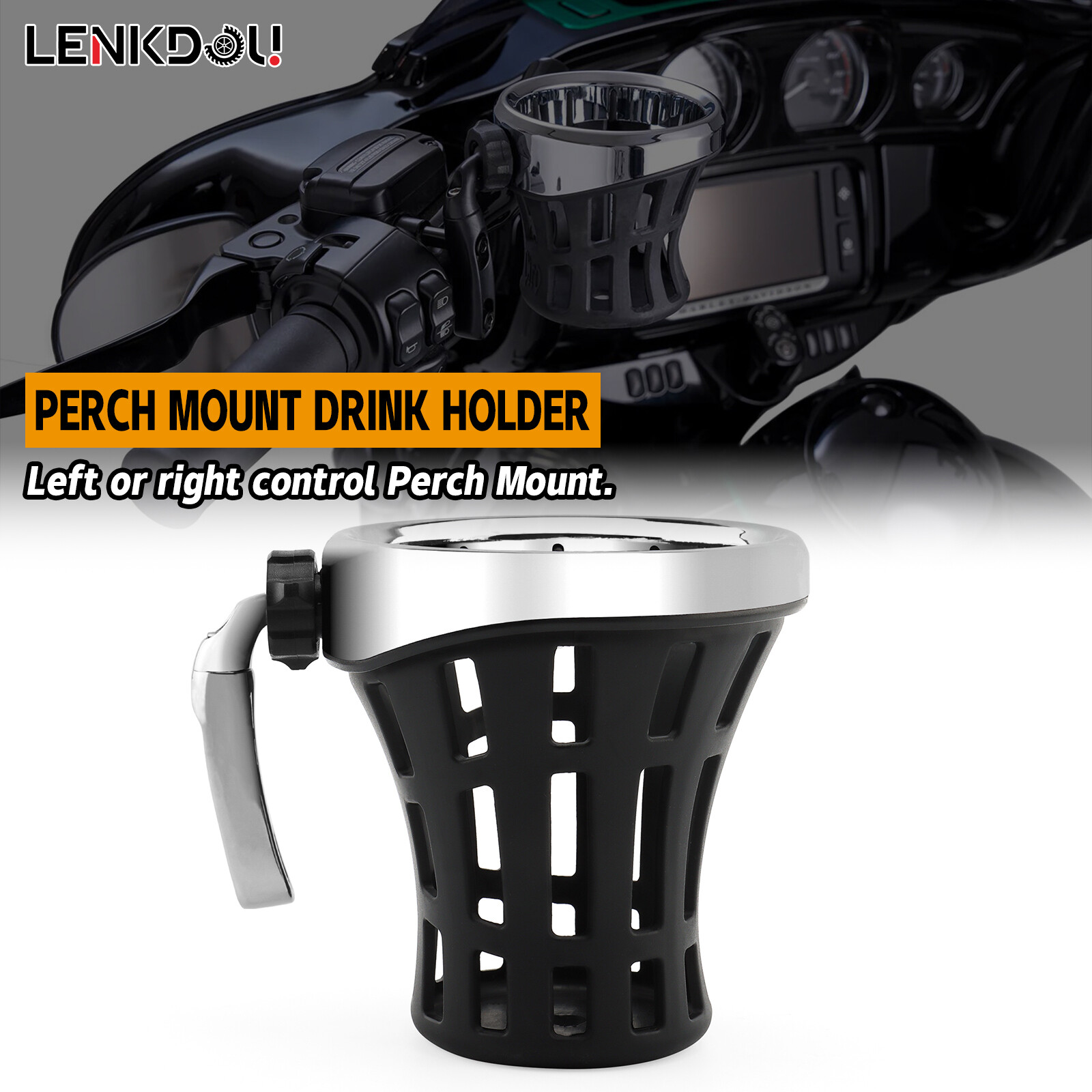 Motorcycle Handlebar Cup Holder Drink Basket Mount For Harley Touring Road Glide
