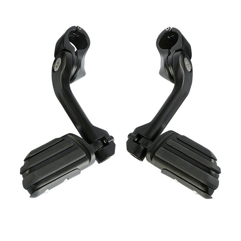 1 1/4″ Matte Black Highway Engine Guard Long Angled Footpegs Pegs Fit For Harley