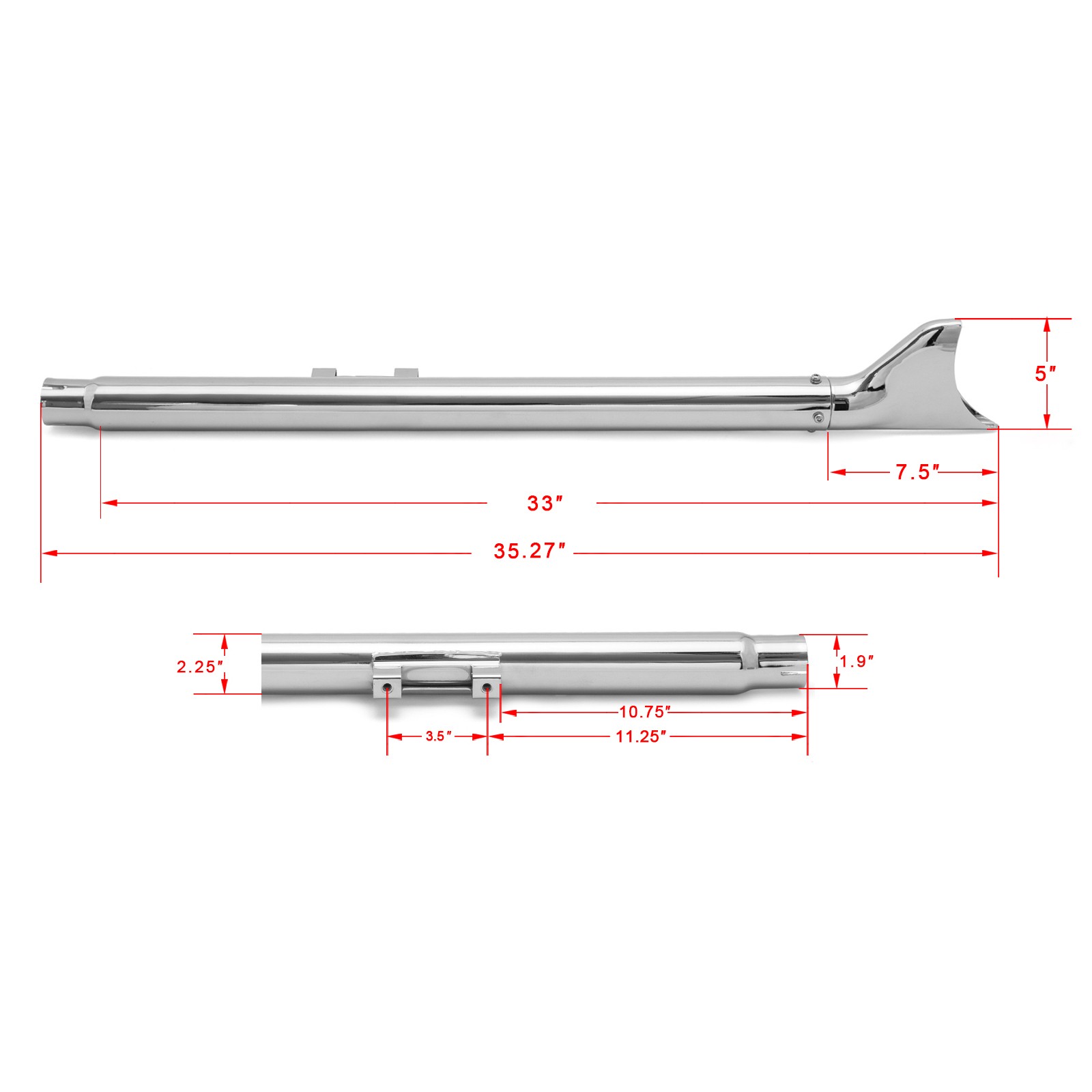 For Harley Softail Deluxe FLSTN 07-2017 2015 33IN. Fishtail Muffler Exhaust Dual