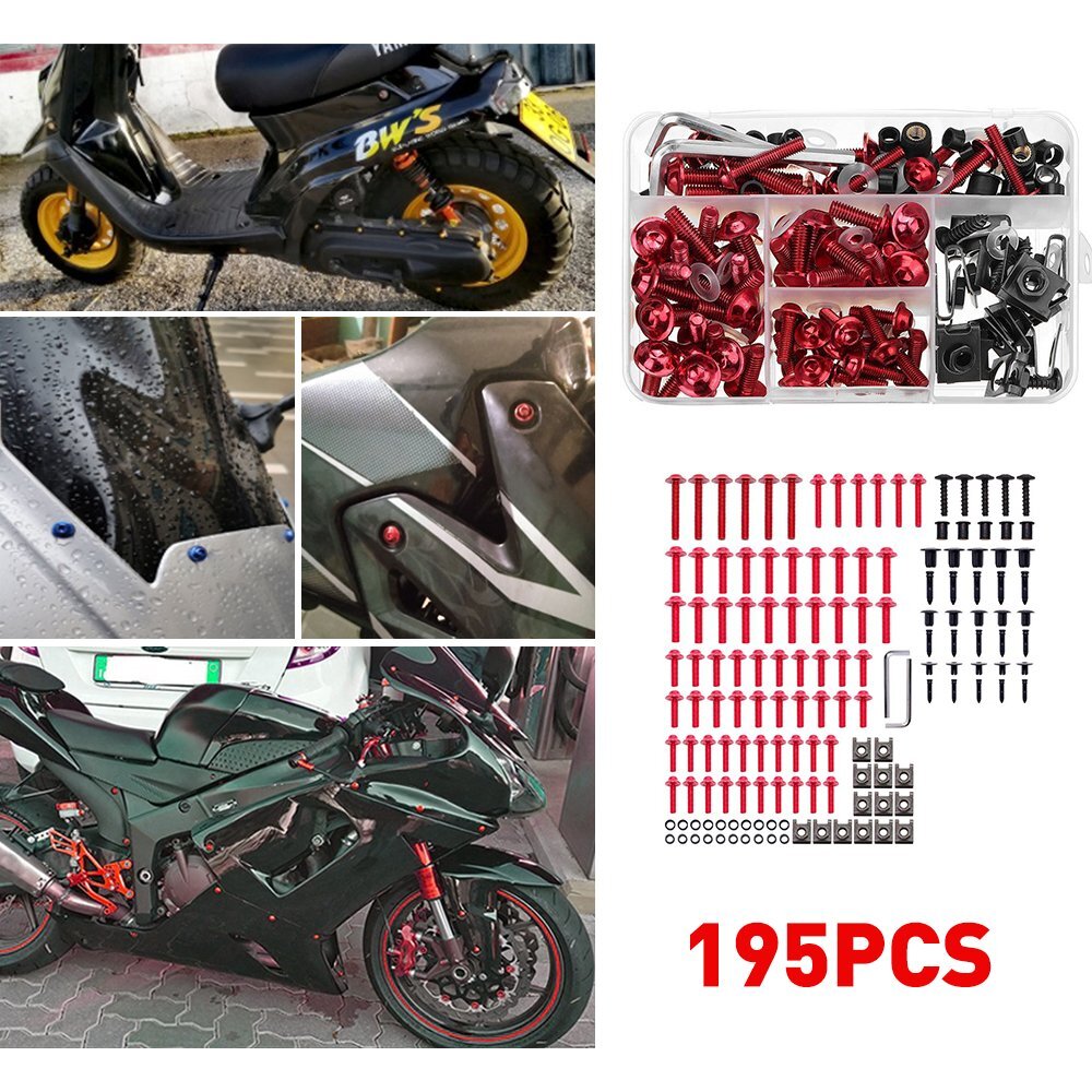 195PCS Fit For M6 M5 Kawasaki Motorcycle Complete Fairing Bolts Kit Screws Nut