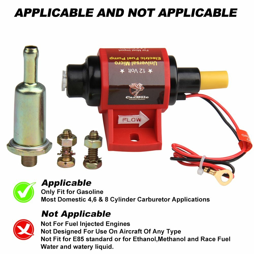 42S Universal 12V Micro Electric Fuel Pump Gasoline Low Pressure 2-3.5PSI 28 GPH